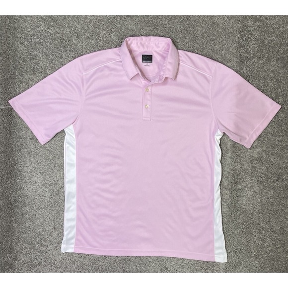 Greg Norman‎ Men's Play Dry Performance Golf Polo Shirt Pink with White Large - Picture 2 of 10